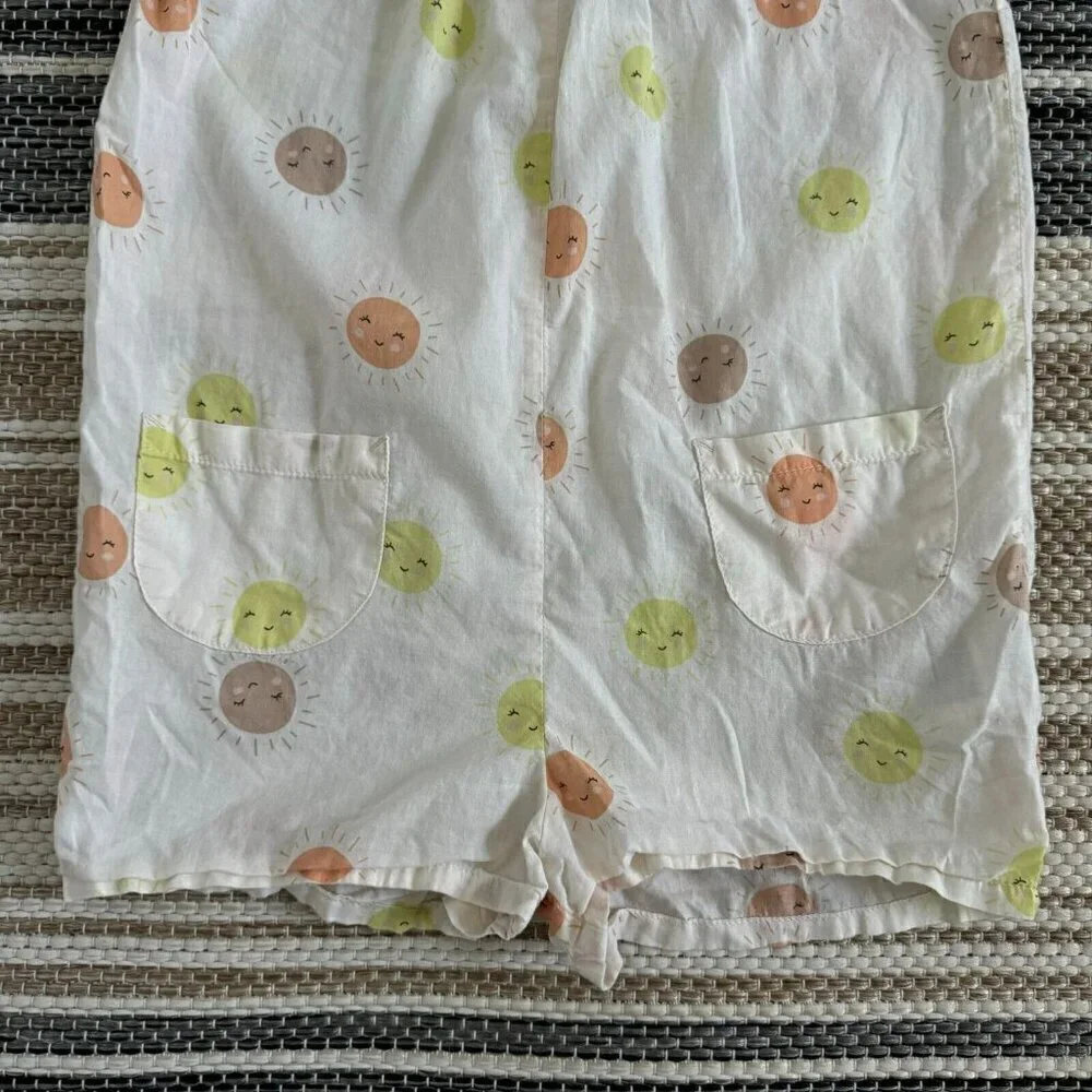 H&M Baby Girl Cotton Sunny Romper Shorts Summer Cap Sleeve Cream Size 18M